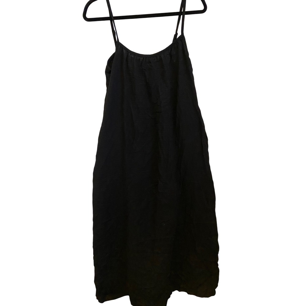 Sol Angeles Black Cotton Gauze Tie Back Midi Dress XS S New